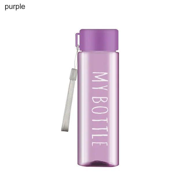 Water Bottle Transparent Square Plastic Drink Cup Outdoor Cold Juice Milk Sport Bottle With Portable Rope Leakproof Water Bottle - Ammpoure Wellbeing