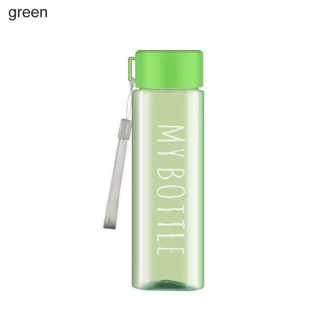 Water Bottle Transparent Square Plastic Drink Cup Outdoor Cold Juice Milk Sport Bottle With Portable Rope Leakproof Water Bottle - Ammpoure Wellbeing