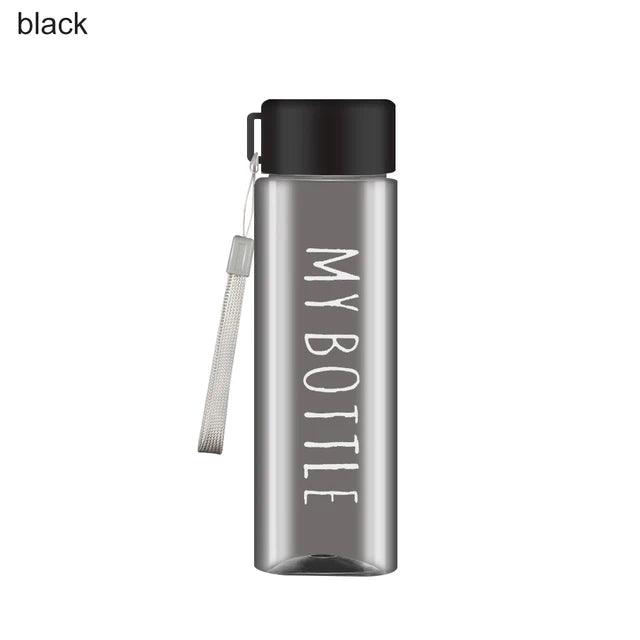 Water Bottle Transparent Square Plastic Drink Cup Outdoor Cold Juice Milk Sport Bottle With Portable Rope Leakproof Water Bottle - Ammpoure Wellbeing