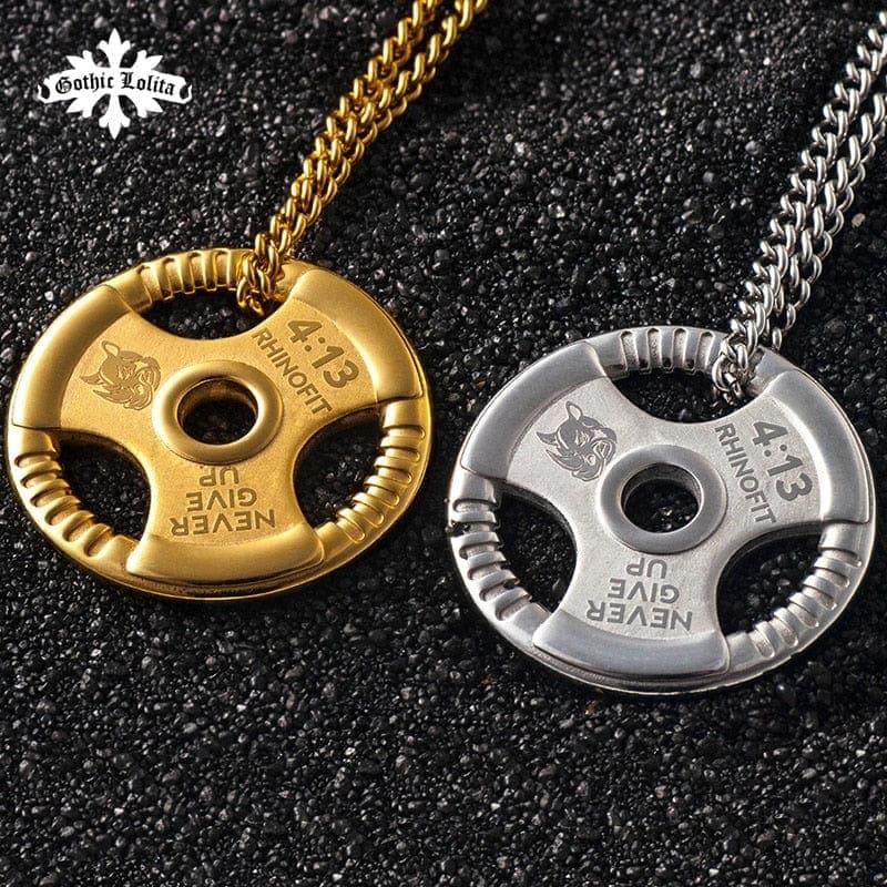 Weight Plate Barbell Dumbbell Pendant Weightlifting Bodybuilding Fitness Crossfit Gym Exercise Necklace mygrillz - Ammpoure Wellbeing