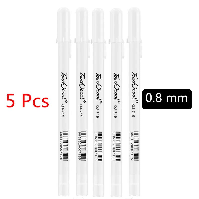 White Marker Pens set 2.0mm Oily Waterproof White Gel Pen DIY Graffiti Sketching Marker Stationery Writing School Supplies brush - Ammpoure Wellbeing