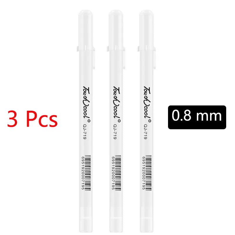 White Marker Pens set 2.0mm Oily Waterproof White Gel Pen DIY Graffiti Sketching Marker Stationery Writing School Supplies brush - Ammpoure Wellbeing