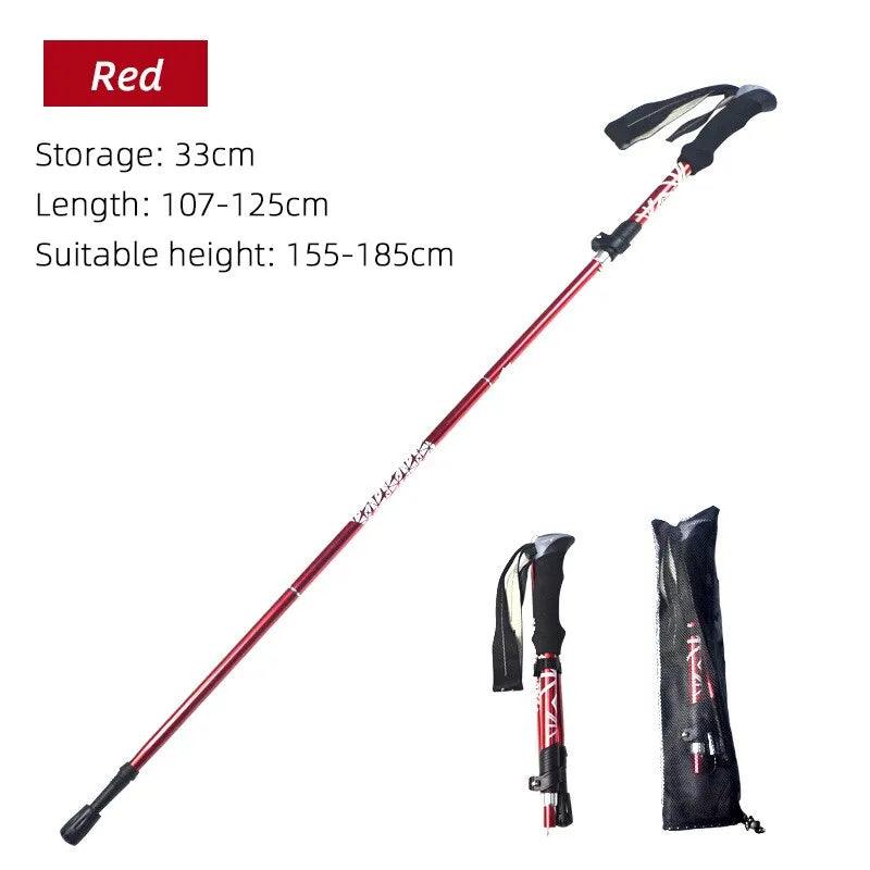 Wholesale UK 5 Section Outdoor Fold Trekking Pole Camping Portable Walking Hiking Uk Stick For Nordic Elderly Telescopic Easy Put Into Bag 1 PCS Bulk - Ammpoure Wellbeing