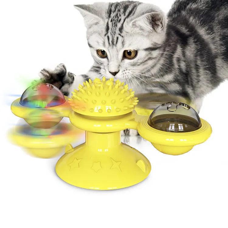 Windmill Cat Toy Interactive Pet Toys for Cats Puzzle Cat Game Toy With Whirligig Turntable for Kitten Brush Teeth Pet Supplies - Ammpoure Wellbeing