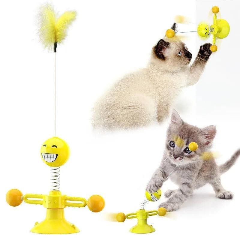 Windmill Cat Toy Interactive Pet Toys for Cats Puzzle Cat Game Toy With Whirligig Turntable for Kitten Brush Teeth Pet Supplies - Ammpoure Wellbeing