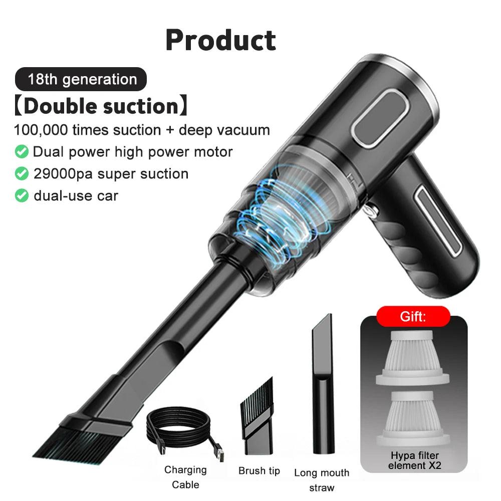 Wireless Car Vacuum Cleaner Strong Suction Dust Catcher Cordless Handheld Wet Dry Vacuum Cleaner Air Duster For Car - Ammpoure Wellbeing