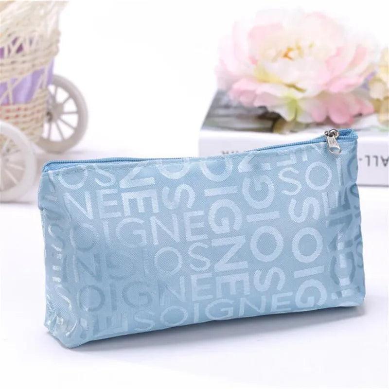 Women Cosmetic Bag Portable Cute Multi - function Beauty Zipper Travel Letter Makeup Bags Pouch Toiletry Organizer Holder Toiletry - Ammpoure Wellbeing