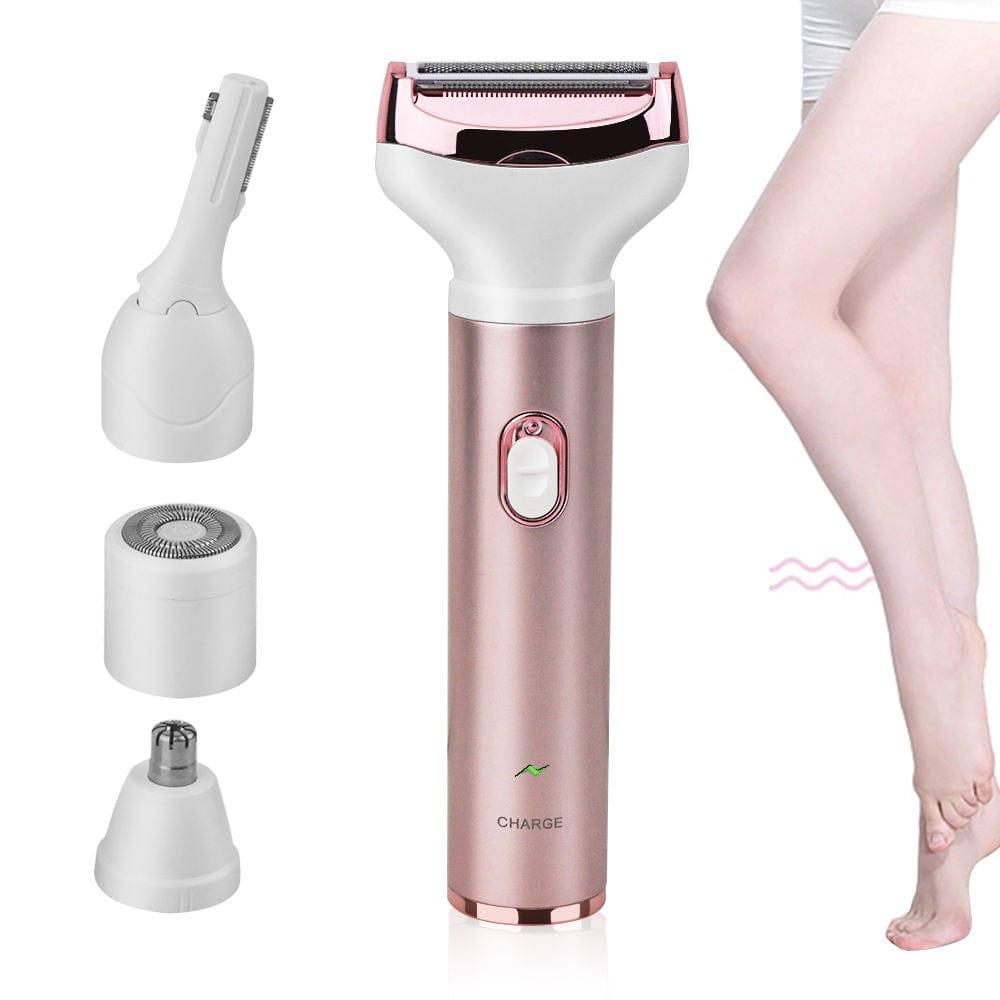 Women Electric Shaver Cordless Portable 4 in 1 Lady Painless Nose Eyebrow Facial Hair Remover Grooming Kit - Ammpoure Wellbeing