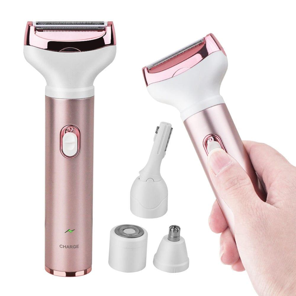 Women Electric Shaver Cordless Portable 4 in 1 Lady Painless Nose Eyebrow Facial Hair Remover Grooming Kit - Ammpoure Wellbeing