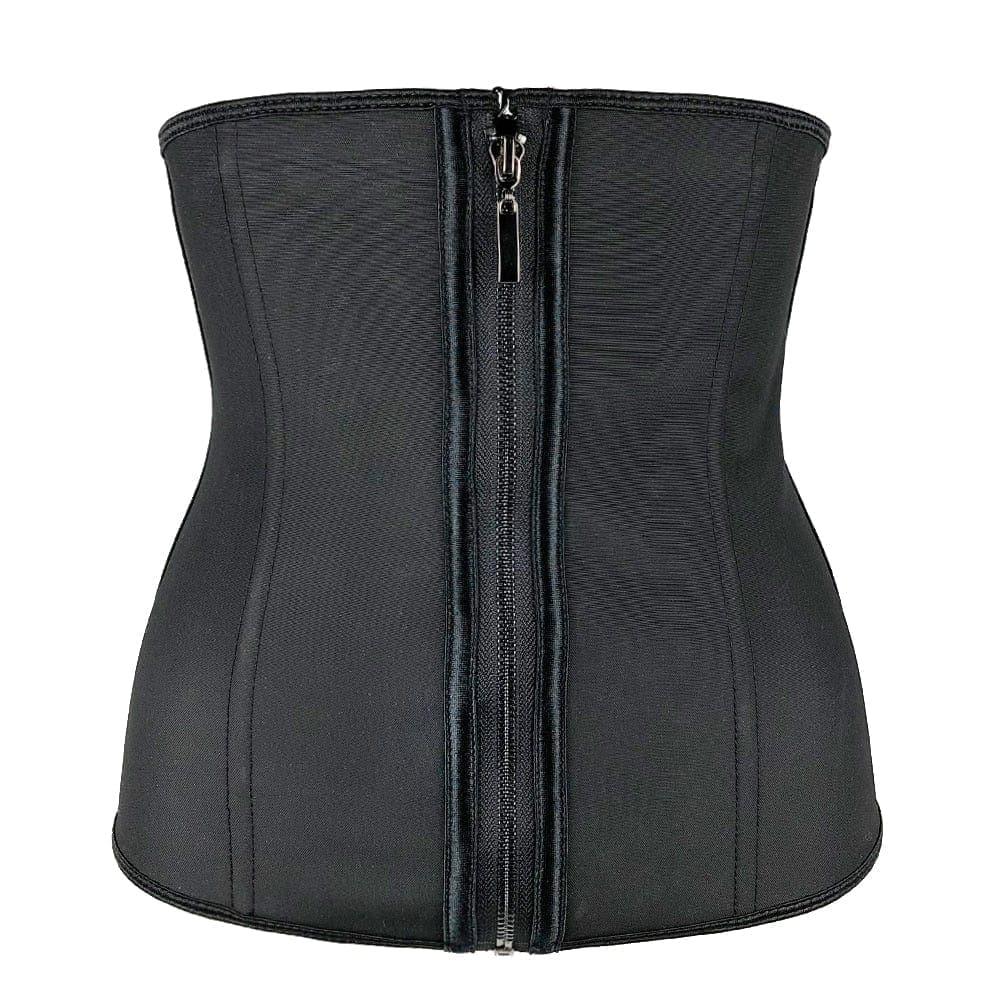 Women Latex Waist Trainer Body Shaper Corsets with Zipper Cincher Corset Top Slimming Belt Black Shapers Shapewear Plus Size - Ammpoure Wellbeing