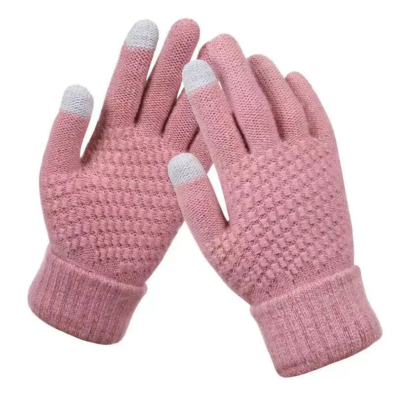 Women Men Warm Winter Touch Screen Gloves Stretch Classical Knit Mittens Wool Full Finger Outdoor Cycling Driving Glove - Ammpoure Wellbeing