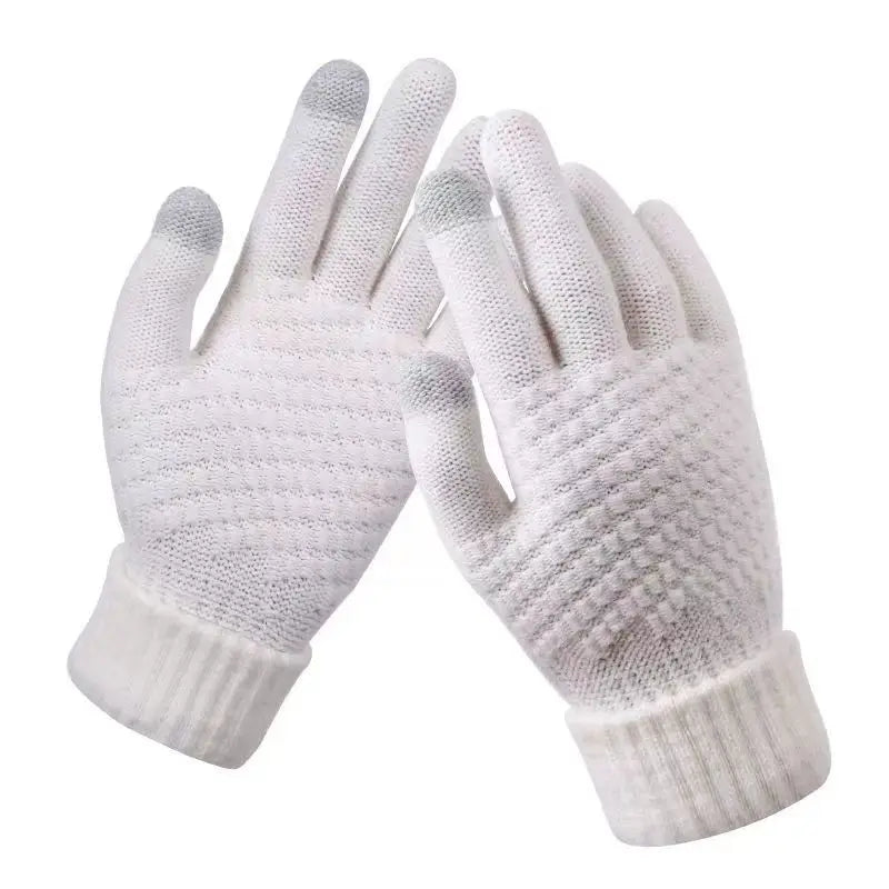 Women Men Warm Winter Touch Screen Gloves Stretch Classical Knit Mittens Wool Full Finger Outdoor Cycling Driving Glove - Ammpoure Wellbeing