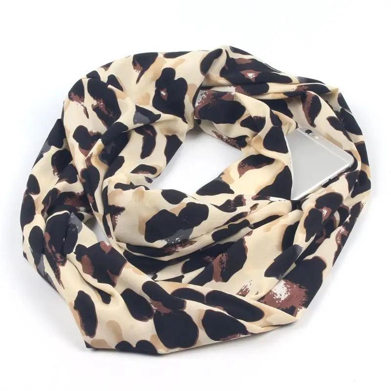 Womens 180x50cm Double Layer Hidden Zipper Pocket for Infinity Loop Scarf Blendi - Ammpoure Wellbeing