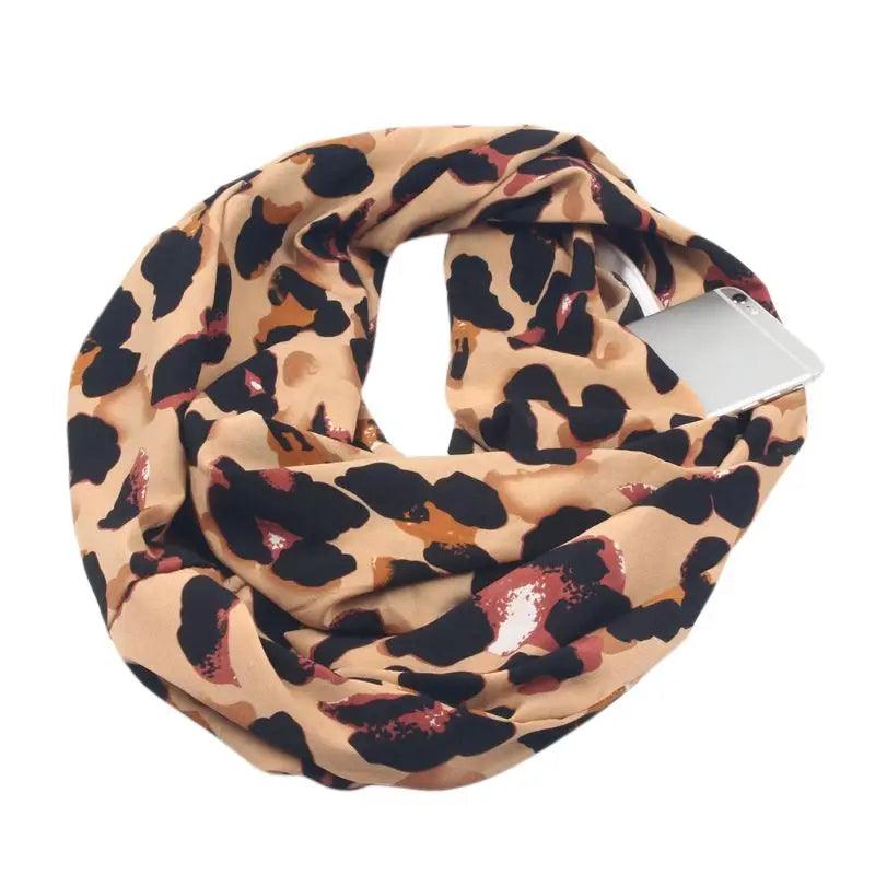 Womens 180x50cm Double Layer Hidden Zipper Pocket for Infinity Loop Scarf Blendi - Ammpoure Wellbeing