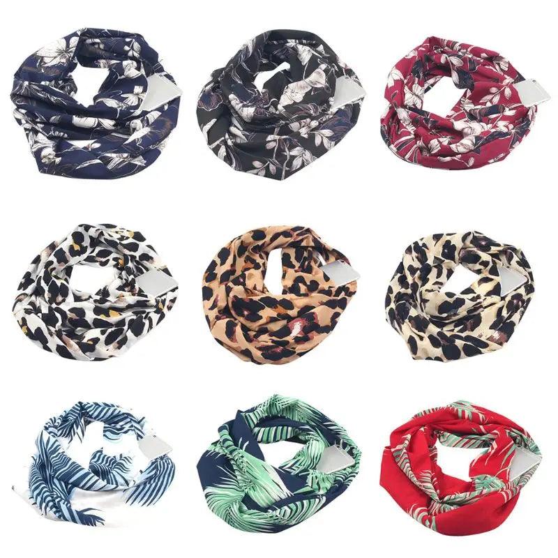 Womens 180x50cm Double Layer Hidden Zipper Pocket for Infinity Loop Scarf Blendi - Ammpoure Wellbeing