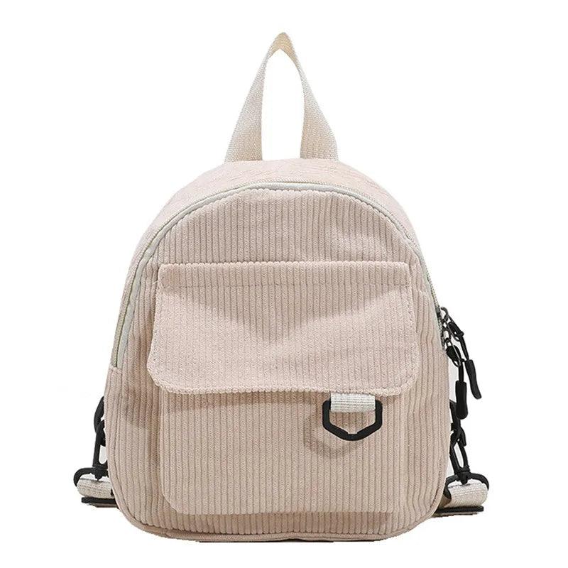 Women's Mini Backpack Fashion Solid Color Corduroy Small Simple Casual Traveling Large Capacity Durable Female's Schoolbag - Ammpoure Wellbeing