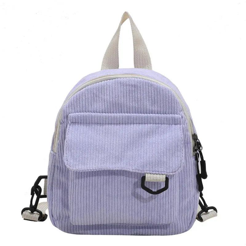 Women's Mini Backpack Fashion Solid Color Corduroy Small Simple Casual Traveling Large Capacity Durable Female's Schoolbag - Ammpoure Wellbeing