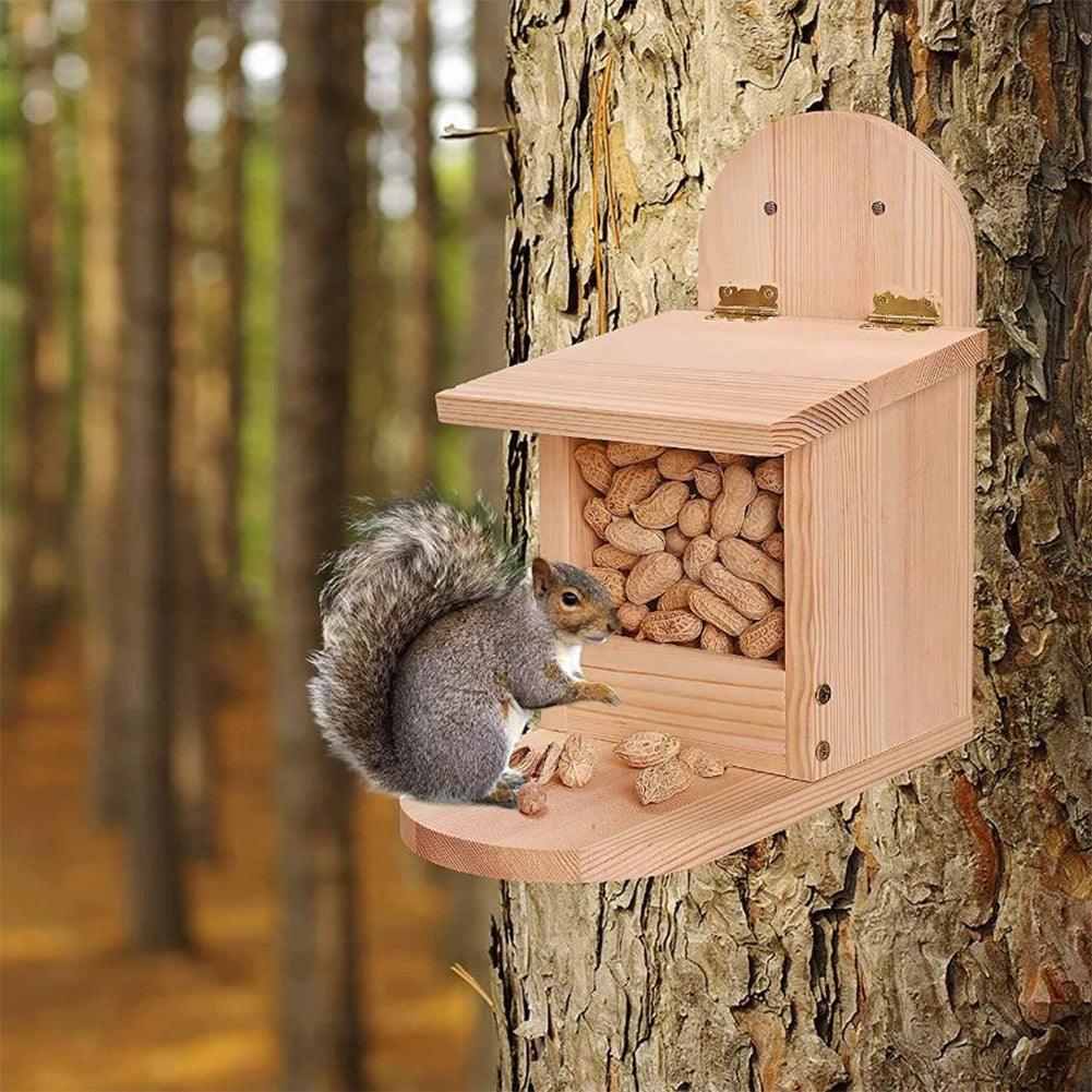 Wooden Squirrel Picnic Table With Roof Squirrel Feeder House Wild Outside Corn Cob Holders Easy To Assemble Hanging Squirrel - Ammpoure Wellbeing