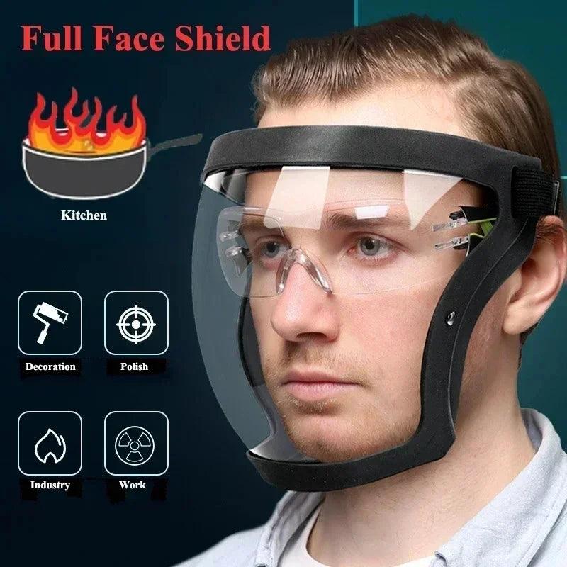 Work Protection Mask Full Face Protector Shield Transparent Facial Protector Face Protective Screen Kitchen Accessories Gadgets - Ammpoure Wellbeing