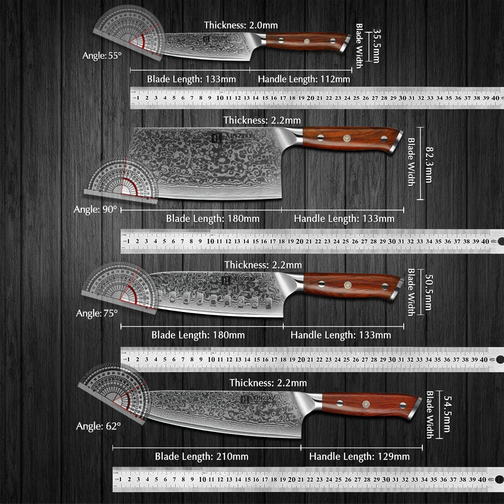 XINZUO 1 - 10 PCS Kitchen Knife 67 Layers Damascus Steel Chef Slicing Utility Paring Knife Steel Rosewood Handle Razor Sharp - Ammpoure Wellbeing