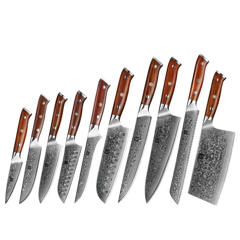 XINZUO 1 - 10 PCS Kitchen Knife 67 Layers Damascus Steel Chef Slicing Utility Paring Knife Steel Rosewood Handle Razor Sharp - Ammpoure Wellbeing